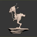 Pink Fantasy Creature 3D Sculpture With Decorative Details On Base Platform
