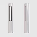Two Silver Cylindrical Air Cooler Fans With Modern Sleek Design Efficient Cooling And Air Circulation
