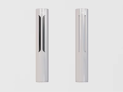 Two Silver Cylindrical Air Cooler Fans With Modern Sleek Design Efficient Cooling And Air Circulation 3d model