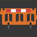 Urban Roadside Landscape With Orange Traffic Barriers And Red White Stripes