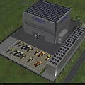 CCC Industrial Plant Exterior Design With Grid Roof Parking Area And Surrounding Trees