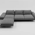 Modern Gray Sectional Sofa with Built in Side Table and Comfortable Seats 3d model