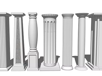 Elegant Classical Roman Columns In Various Architectural Styles For Decorative Projects 3d model