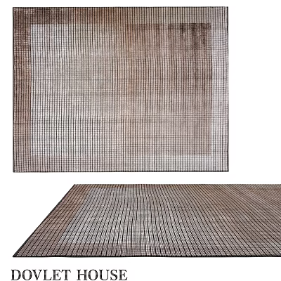 Square Woven Carpet With Grid Pattern In Brown For Living Room Decor 3d model