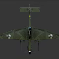 Vintage Green Military Airplane Model With Propeller And White Cross Markings