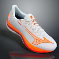 White And Orange Running Shoes Featuring Brand Logo On Upper And Bright Orange Sole