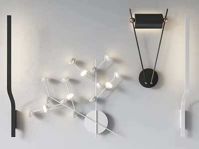 Creative Modern Wall Lamps With Geometric Shapes And Warm Lighting Design 3d model