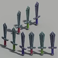 Q version iron sword novice sword stone sword medieval cartoon style PBR process hand-painted sub-era weapons 3d model