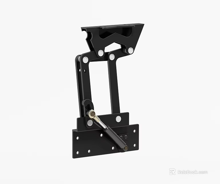 Black Iron Bracket Structure With Hinge Components And Mounting Plate Metal Parts 3d model 
