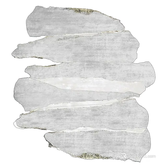 Stylish Shaped Rug With Light Gray Textured Layered Design 3d model 