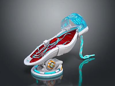 Futuristic Space Astronaut Seat with Transparent Canopy Red Interior Blue Light Accents for Cosmic Exploration 3d model