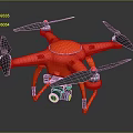 Modern Orange Drone With Four Propellers And Mounted Camera Design 3d model