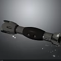 Futuristic Mechanical Weapon Featuring Silver Metal Body Black Grip and Detailed Design