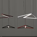 Stylish Modern Triangular Chandeliers With Red Black White Pendant Light Design 3d model