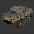 Military Armored Vehicle With Camouflage Paint Six Wheel Design And Mounted Antennas