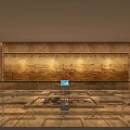 Modern Address Registration Reception Area With Service Counters Marble Walls And Ambient Lighting