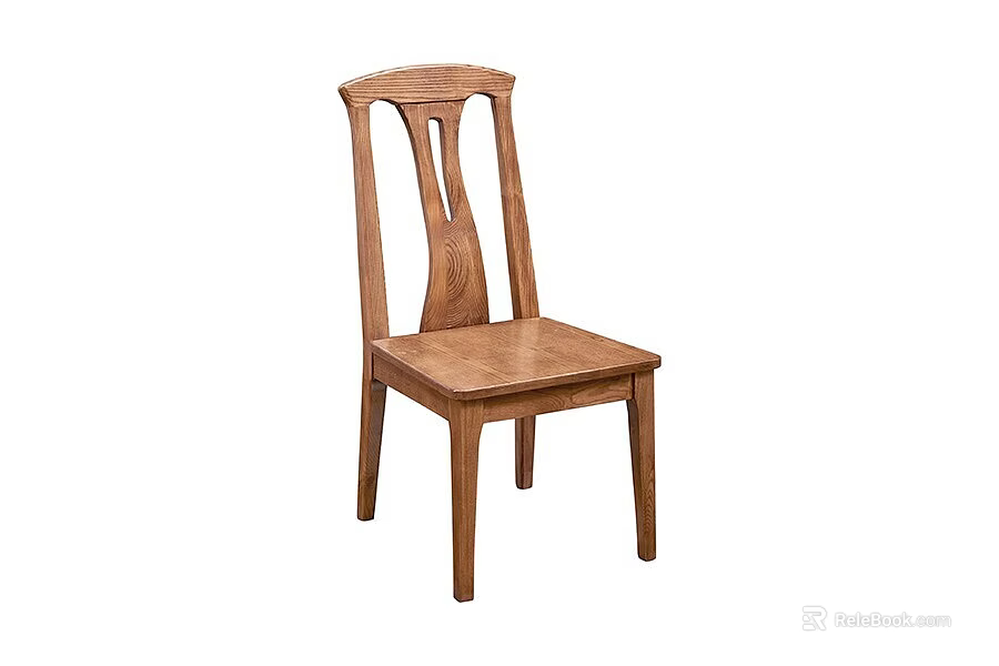 Solid Wooden Dining Chair with Elegant Backrest Design for Home Dining Room Decor 3d model