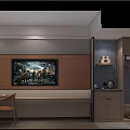 Modern Comfortable Hotel Room Interior With King Bed Flat Screen TV Sofa And Coffee Table 3d model