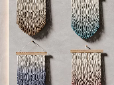 Handmade Woven Wall Hangings With Various Color Gradients For Home Decor 3d model