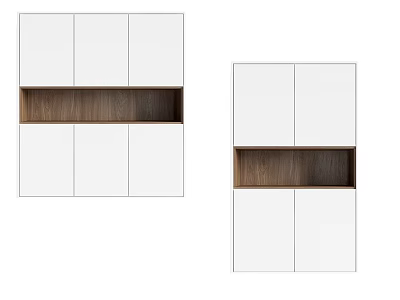 Modern Decorative Cabinet With White Panels And Wooden Open Shelves Design 3d model