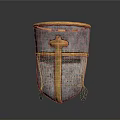 Medieval Helmet with Silver Body Golden Cross Accents and Mesh Visor