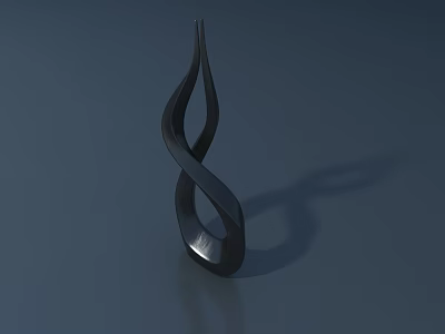 Black Spiral Abstract Sculpture Modern Artistic Metal Decorative Carving With Smooth Surface And Shadow 3d model