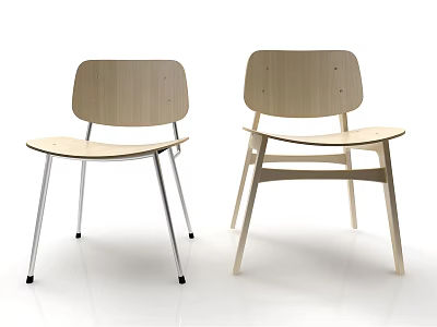 Modern Leisure Chairs with Wooden Backrest and Seat Metal and Wooden Legs Simple Curved Design 3d model