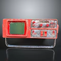 Red Weathered Weapon Control Panel With Green Screen And Metal Stand