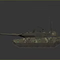 Modern Military Tank With Camouflage Paint Multiple Antennas Cannon Tracks And Top Equipment