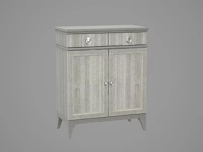 Wooden Shoe Cabinet Modern Design with Two Drawers and Double Doors 3d model