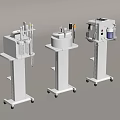 White Mobile Medical Devices With Stand Mounted Control Panels And Rolling Wheels