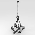 Classic Black Metal Decorative Chandelier With Chain Design And Candle Style Arms