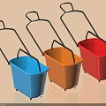 Colorful Plastic Mop Buckets With Black Handles And Wheels Blue Orange Red For Home Cleaning