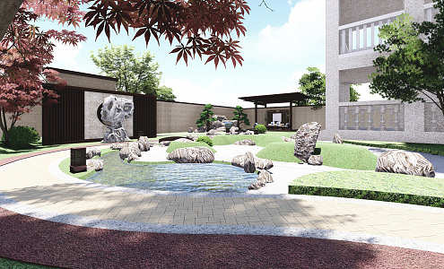 New Chinese Courtyard Garden 3d model