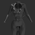 Sleek Black Tight Bodysuit Featuring Smooth Material And Unique Chest Waist Design