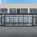 Stylish Full Transparent Glass Outdoor Smoking Shelter In Front Of Neat Modern Office Building