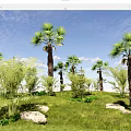 Modern Tree Palm Tree Group Landscape Tropical Plants Plant Combination Sunflower Tree 3d model