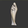Woman Statue In Flowing Robe Embracing Child On Dark Shiny Surface