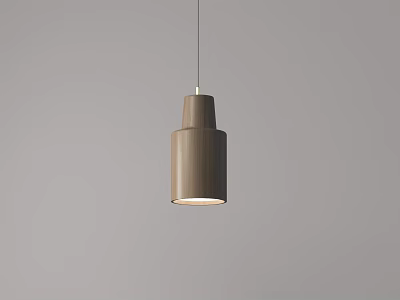 Modern Minimalist Wooden Hanging Pendant Light With Sleek Cylindrical Design And Metal Accent 3d model