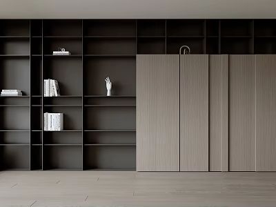 Modern Two Tone Bookcase Interior Design With Open Shelves And Sleek Lines 3d model