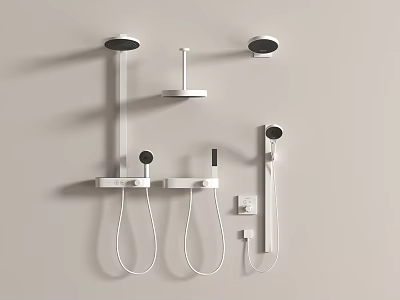 Modern Wall Mounted Shower System With Rainfall Head Handheld Sprayer And Sleek Design 3d model