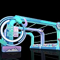 Colorful Cartoon Themed Event Entrance Gate With Turquoise Purple Arched Structure And Cloud Decorations