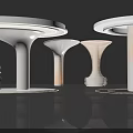 Modern Architectural Column Designs With Curved Tops Striped Patterns And Illuminated Bases