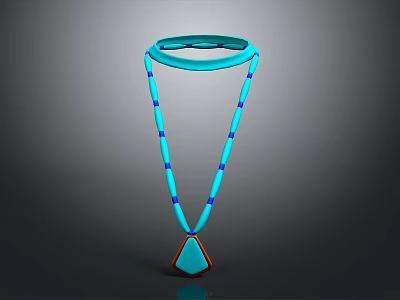 Fashionable Blue Necklace With Blue And Purple Beads And Triangular Pendant 3d model
