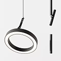 Multiple Modern Pendant Lights With Slim Black Metal Stems And White Linear Light Tubes