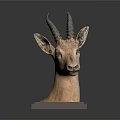 Lifelike Antelope Head Taxidermy Mount Display On Wooden Pedestal Stand