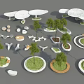 Modern tree pool curve tree pool stool 3d model