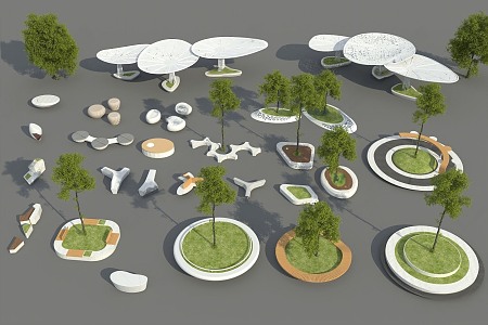 Modern tree pool curve tree pool stool 3d model