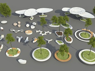 Modern tree pool curve tree pool stool 3d model