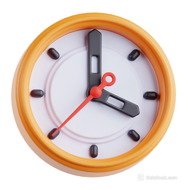 Smart Machine Clock With Orange Frame White Dial Black Hands And Red Second Hand 3d model